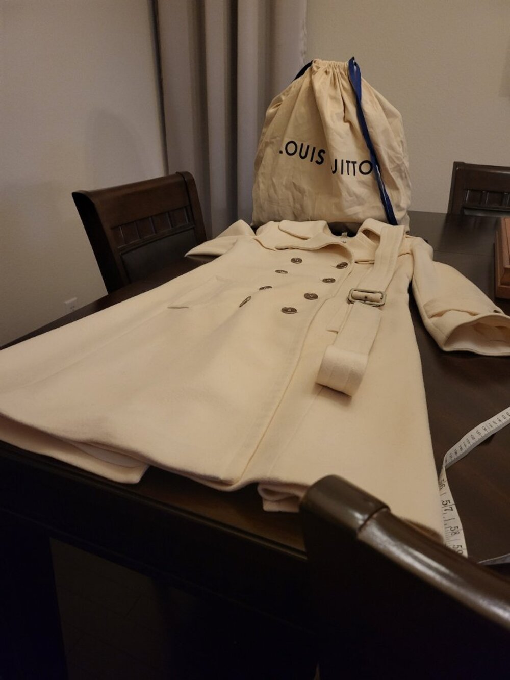 Burberry Cream/White Double Breasted Belted Cashmere‎ Wool Trench Coat US Size 4 - Picture 8 of 9